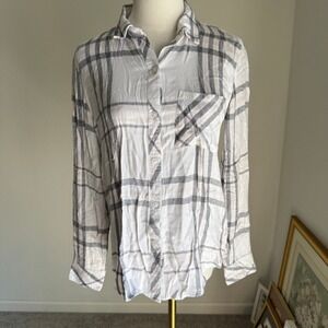 NWT $148 Rails Hunter White Pepper Pink Plaid Button Down XS Long Sleeve Flannel